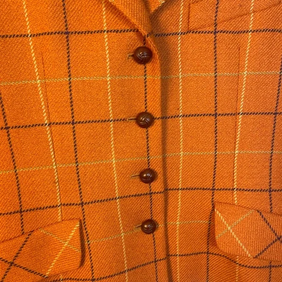 Burberry Orange Checkered Blazer - Picture 7 of 16